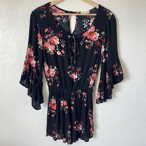 **READ DESCRIPTION FOR CALL OUT!!** Cotton Bleu Black Floral Romper